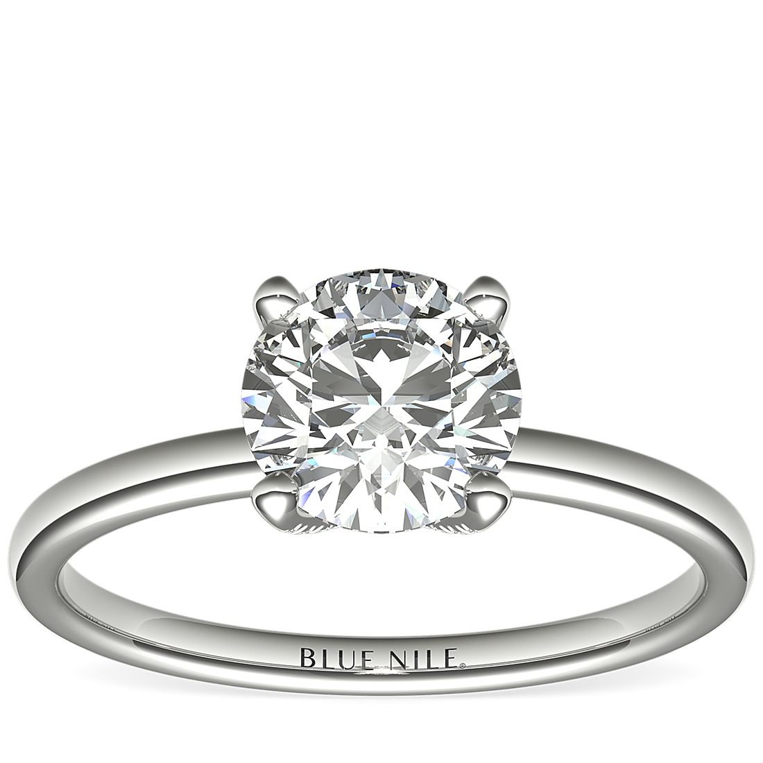 Blue Nile Studio French PavÃ© Diamond Crown Solitaire Engagement Ring in Platinum (1/6 ct. tw.)
